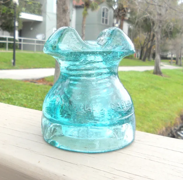 Nice Aqua Cd 252 Knowles Cable Style Glass Insulator