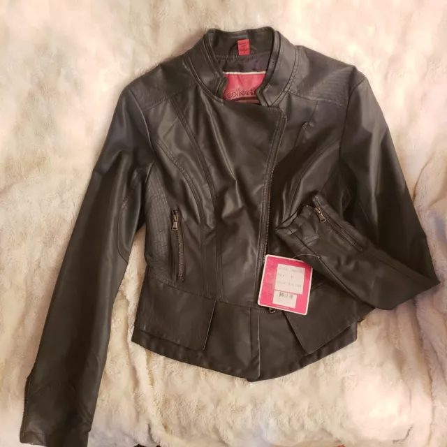 genuine leather moto jacket women size medium