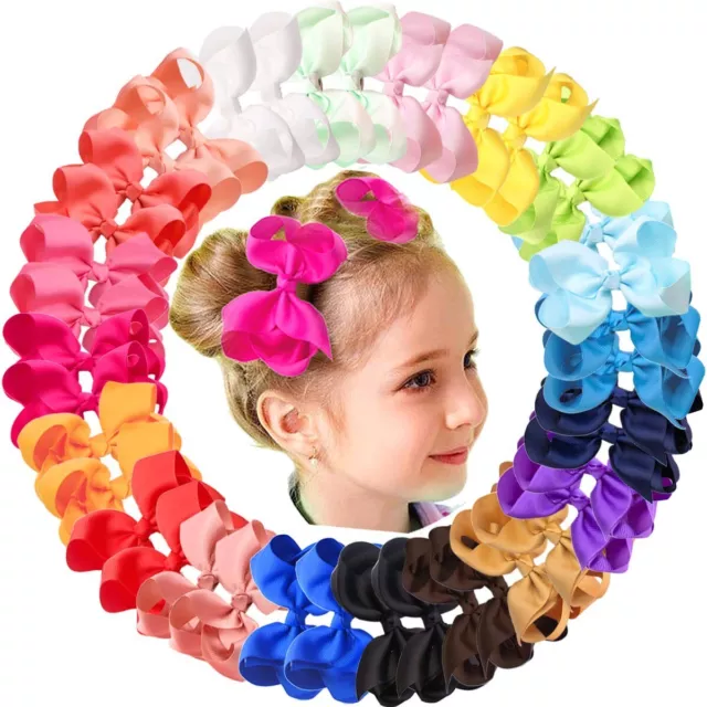 40Pcs 4.5Inch Hair Bow Clip for Baby Girl Grosgrain Ribbon Toddler Hair Barrette