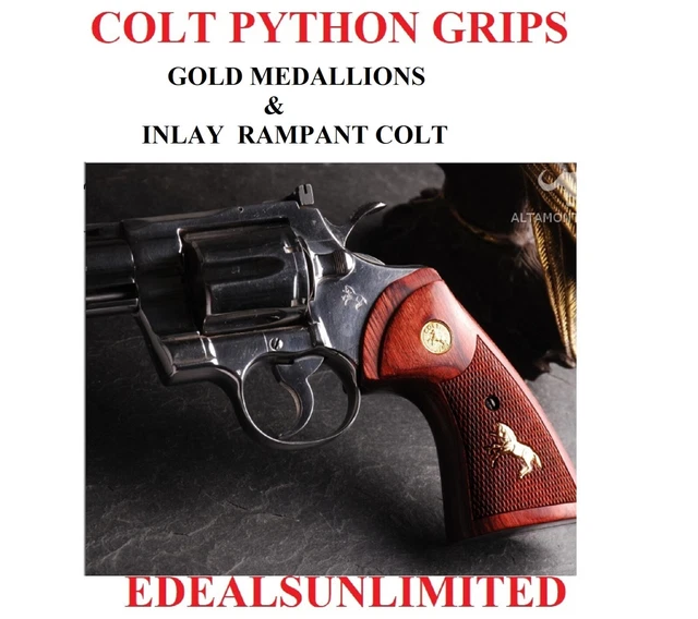COLT PYTHON GRIPS Colt Anaconda Grips Gold Medallions & Gold Inlay ...