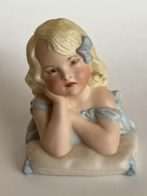 Vintage Bisque Porcelain Bust Little Girl Blonde Hair