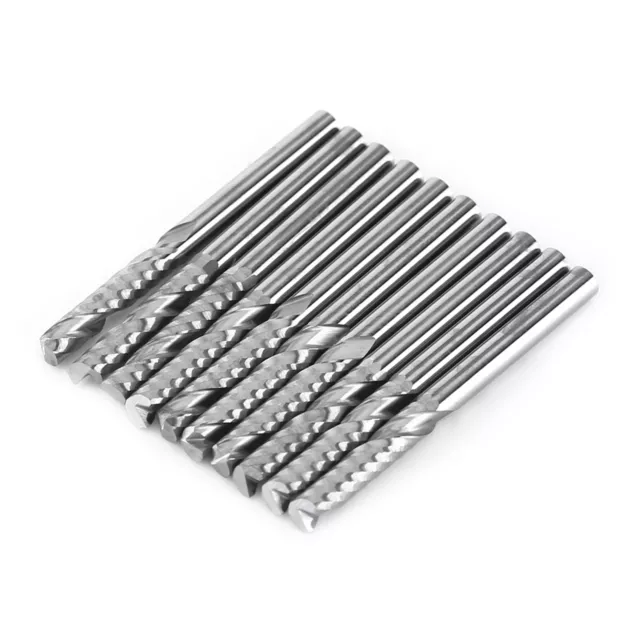 10pcs Carbide Endmill Single Flute Spiral CNC Router Bits 3.175x17mm Spares FEI