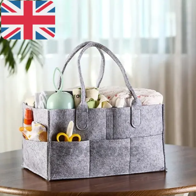 Baby Diaper Organizer Storage Bag Caddy Felt Changing Nappy Kids Carrier Bag UK