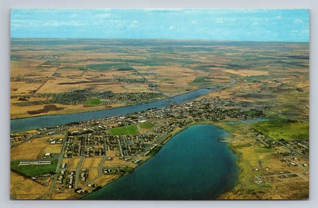 Moses Lake Aerial View Washington Vintage Unposted Postcard