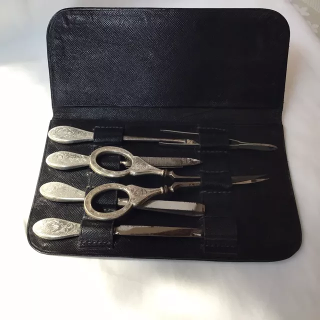 1920 Solid Silver Handle Scissors & Manicure Set by J & R Griffin Ltd. Chester