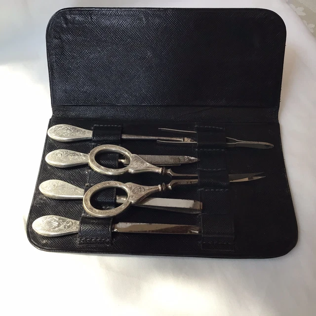 1920 Solid Silver Handle Scissors & Manicure Set by J & R Griffin Ltd. Chester
