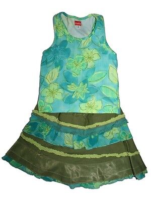 Girl Marese Tank Top Shirt Twirl Skirt Set Blue Green Outfit Size 4/6 102 113