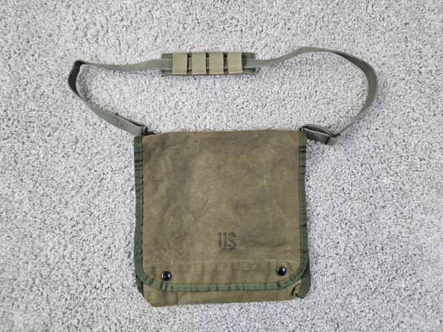 Vintage 1993 US Military Surplus Case, Map,Photograph/Green Canvas Shoulder Bag