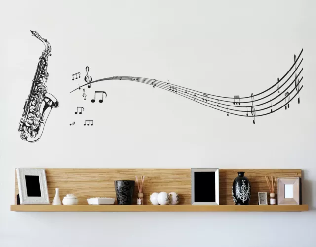 Saxophone Wall Decal with Music Notes & Sax by Stickerbrand #326