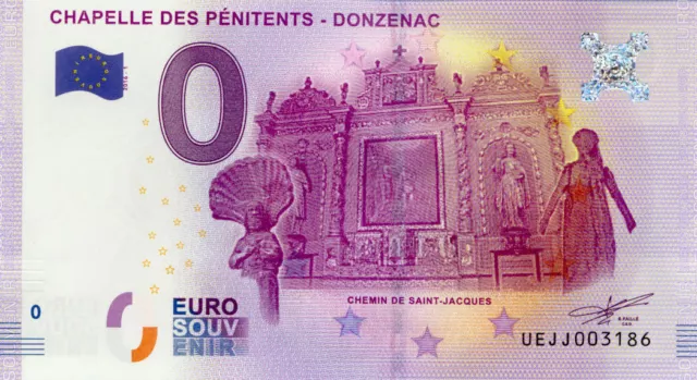 19 DONZENAC Chapelle des Pénitents, 2016, Billet Euro Souvenir