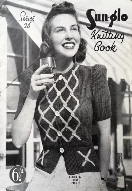 1940's WW11 10 KNITTING PATTERNS in one booklet copy sweater blouses 4ply #23