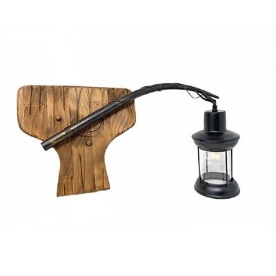 Applique Lanterna Stile Industriale Lampada Parete Legno Country E27 Vintage E55