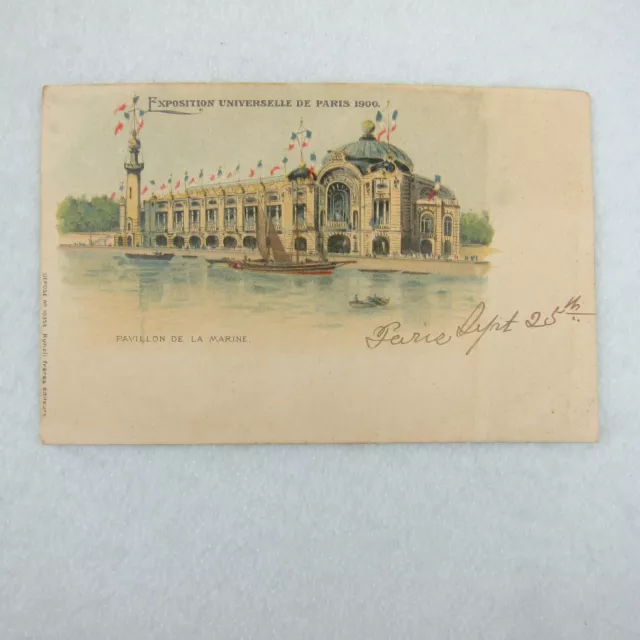 Antique 1900 Postcard Paris World Fair Expo Navy Pavilion De La Marine RARE