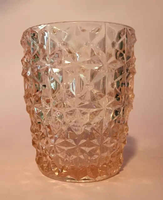 Pink Depression Glass~ Pink Jeanette Holiday Buttons & Bows Tumbler ~ 4" Tall