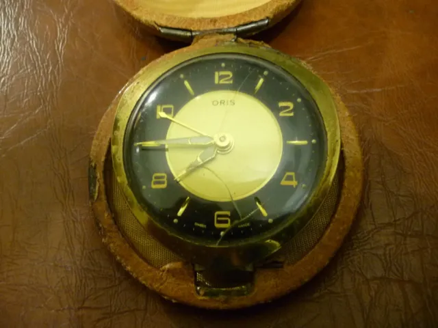 ORIS ART DECO BLACK DIAL ALARM CLOCK 1950s