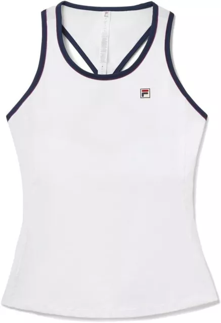 FILA Heritage Mesh Racerback Tank Top Women White Navy Blue Tennis NWT Size XL