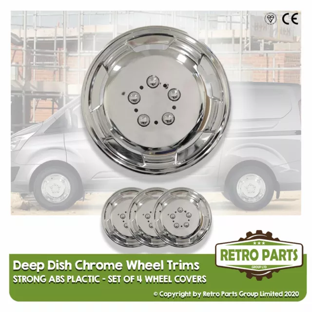 40.6cm Cromo Deep Dish Furgone Copricerchi per Peugeot Vans Tappi Mozzo