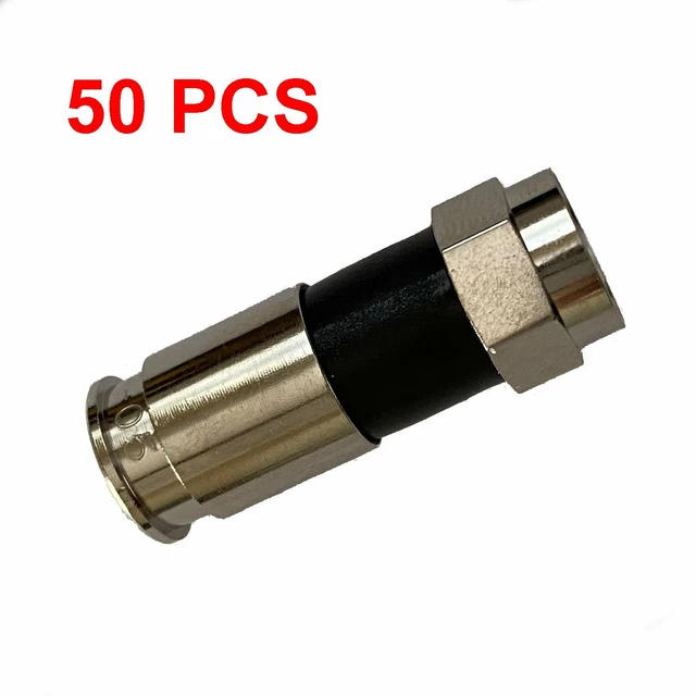 50 PACK FTYPE Compression Connector Male Plug RG6 Quad Shield Coax