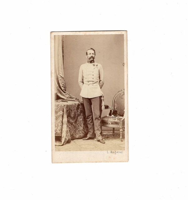 Ludwig Angerer CDV Foto kuk Soldat mit Orden / Kaiserjäger ? - Wien 1860er