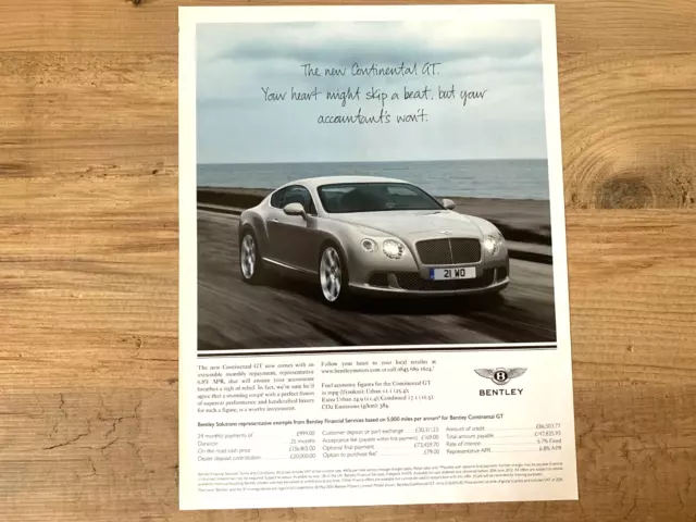 BENTLEY CONTINENTAL GT Classic ORIGINAL FRAMEABLE WALL ART CAR ADVERT