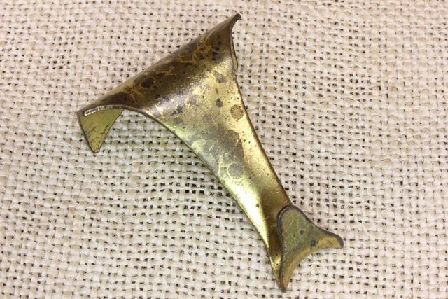 Old Picture Rail Molding Hook Tarnished Brass 1880’S Vintage Wide Smooth