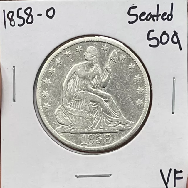 1858 O Seated Liberty Half Dollar 50C VF ( RAW1365 )