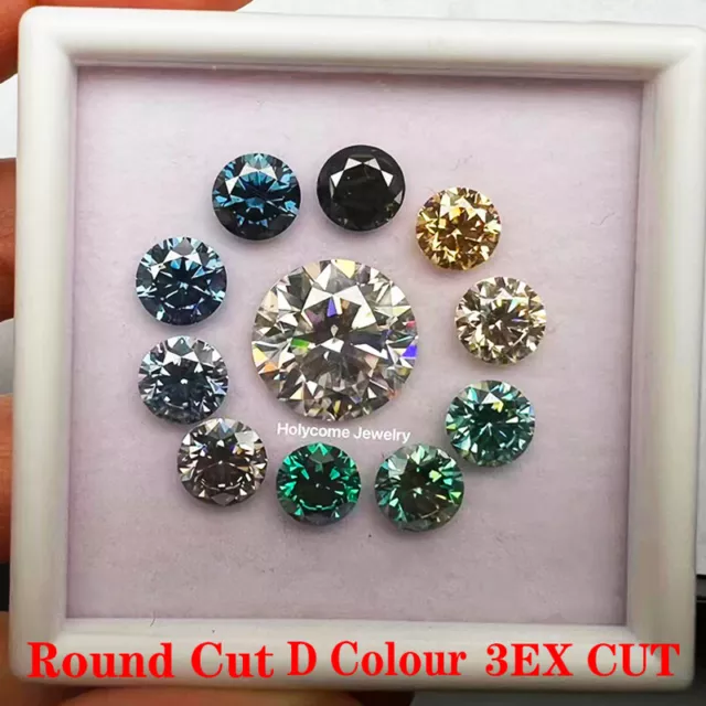 Multicolor Moissanite Loose Stone Round Gemstone VVS1 Pass Diamond Tester W. GRA