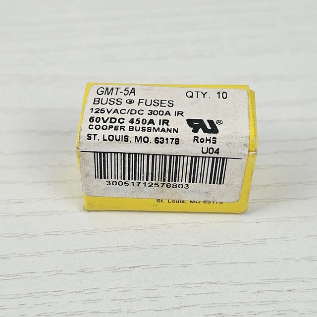 10pcs GMT-5 Fast-Acting Indicating Telecom Fuse 5A Amp Bussmann 5AMP