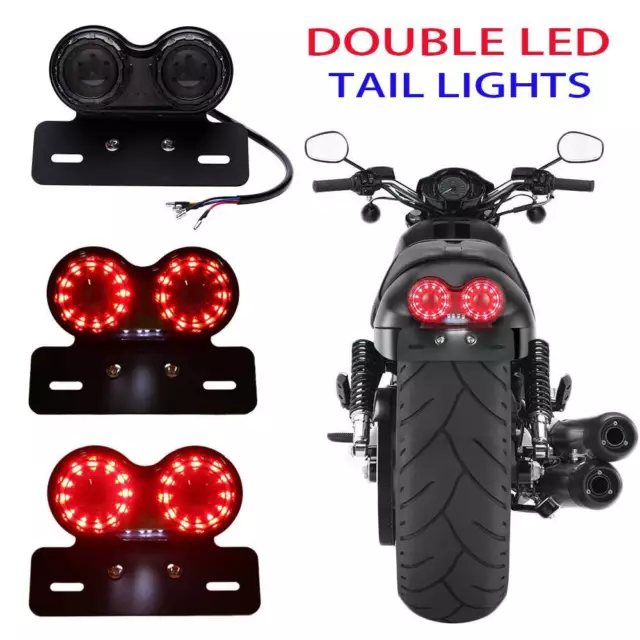 Motorcycle LED Dual Tail Light Brake Turn Signals Integrated Lights Indicators