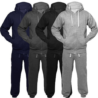 Boys Tracksuit New Kids Plain Hooded Jogging Bottoms And Hoodie Ages 2-13 Years