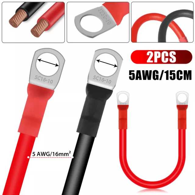 2X 5 Gauge AWG Copper Battery Cable Marine Grade Tinned Boat/Car/Truck/RV/Solar