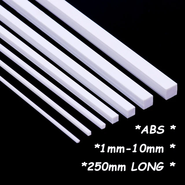 Tubo quadrato ABS (1,0 mm - 10,0 mm) x 250 mm tubo modellismo, plastica bianca