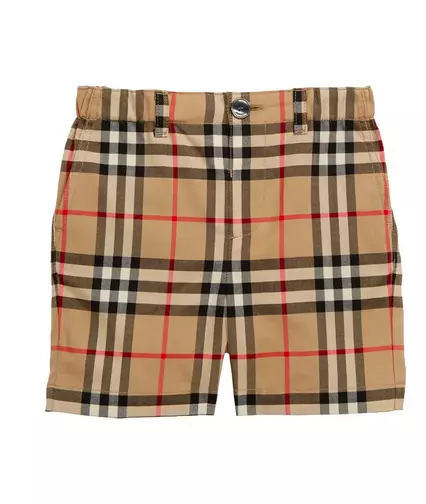 Burberry Boy Sean Plaid Check Print Cotton Shorts Beige Size 6 Months NWT!! $150