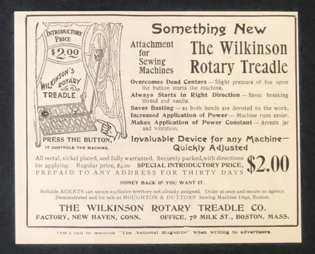 1904 Wilkinson Rotary Treadle Advertisement Sewing Machine Antique Print AD