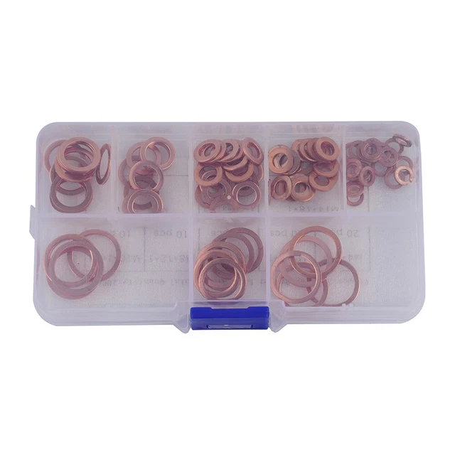 Dichtungs-Sortiment Unterlegscheiben 100Pcs/Set 130x68x22mm Copper Brandneu