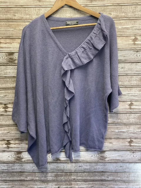 Transparente Black Label Asymmetric  Purple Oversized Lagenlook Sweater Sz XL