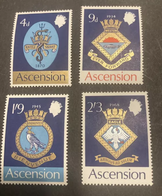 Ascension SC# 126-129 Mint NH 1969 Royal Navy Crests. QEII. Pre Decimal Currency