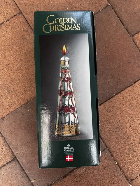 ROYAL COPENHAGEN HOLMEGAARD Golden Christmas  Lamp Oil Burner Vintage Rare New