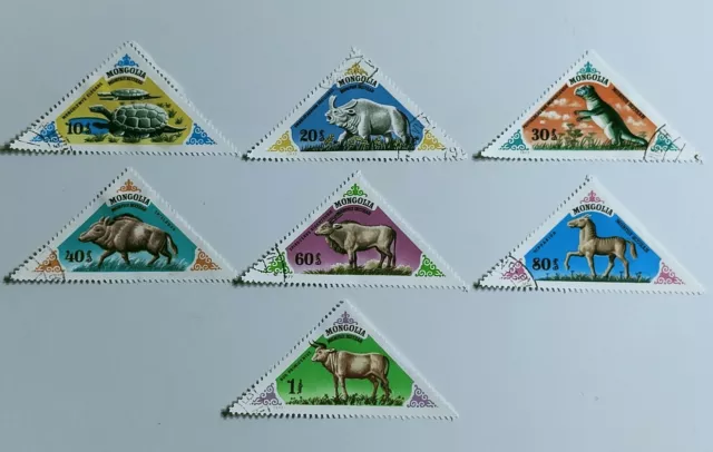 Série complète Gros Timbres triangle -  Animaux, tortue, cheval... - Mongolie