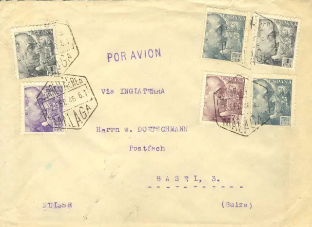 España. State Español. Mail Air / Malaga, to The Back Tránsit