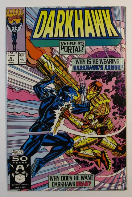 DARKHAWK # 5 VF/NM 9.0 MARVEL 1991 1st APPEARANCE OF PORTAL