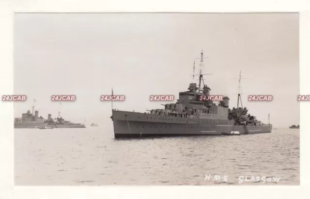 Unique Royal Navy RP Postcard Mock-up. HMS "Glasgow" Cruiser. At Portland. 1937