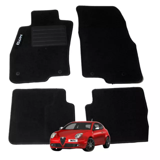 Set 4 Tappeti Tappetini Moquette Con Ricamo E 4 Attacchi Alfa Romeo Mito >2016