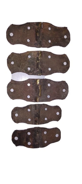 5 antique brass cabinet hinges, for ice box?