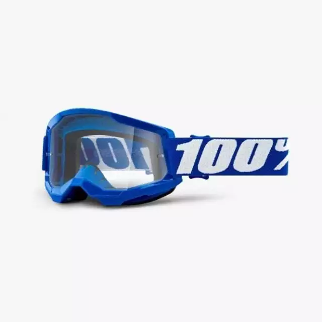 100% Strata-2 (Adult) MX Motocross Goggles - Blue w/Clear Lens