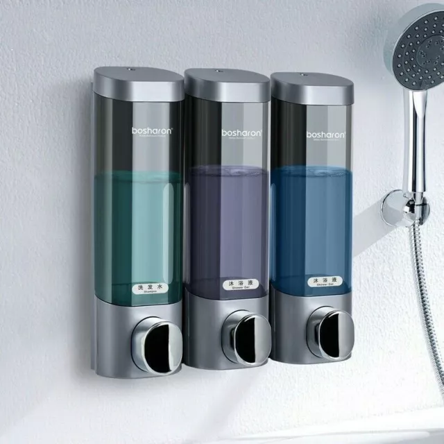 Liquid Soap Dispenser Shower Gel Shampoo Bottles Wall Mounted Bathroom Box 300ML
