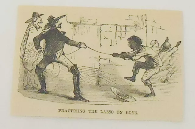 Piccolo 1859 Rivista Incisione ~ Pratica Il Laccio Su Ragazzi ~ Messico