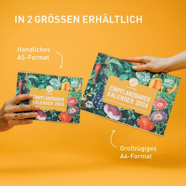 PLANTURA EINPFLANZBARER KALENDER 2024 A5Format BioSaatgutKalender
