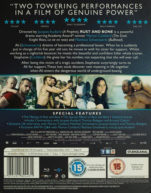 RUST AND BONE Special Edition. Bluray c/w Slipcover. Very Good