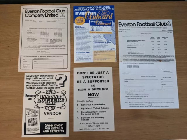 Everton Football Club Programme Inserts. VARIOUS.